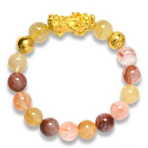 Multicolor Gemstone With Pixiu Charm Healing Bracelet